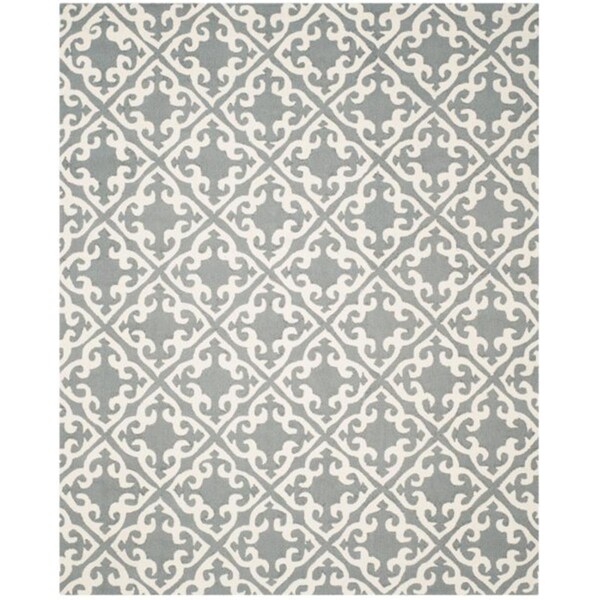Safavieh DuraRug Hand Hooked Rectangle Rug- Grey - Ivory- 9 x 12 ft. EZC416B-9 - main